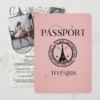 Pink Paris Passport Party Invite