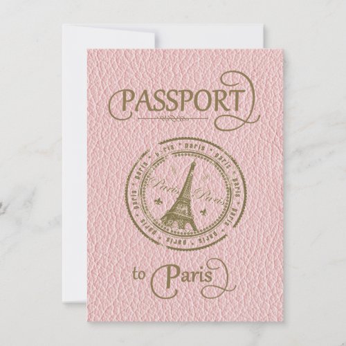 Pink Paris Passport Party Invite