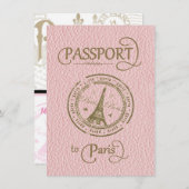 Pink Paris Passport Party Invite (Front/Back)
