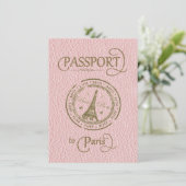 Pink Paris Passport Party Invite (Standing Front)