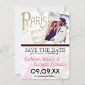 Pink Paris Passport Save the Date Card (Back)