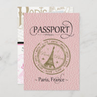 Pink Paris Passport Save the Date Card