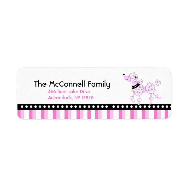PINK PARIS POODLE PRINTABLE ADDRESS LABELS (Front)