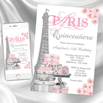Pink Paris Quinceanera Invitation by Pure_Elegance at Zazzle