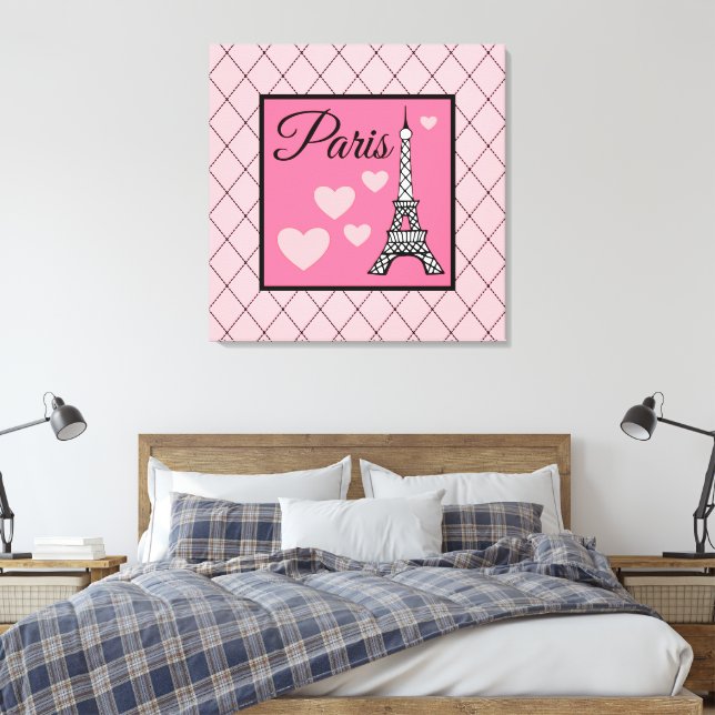 Pink Paris Sign Wall Art (Insitu(Bedroom))