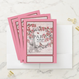 Pink Paris spring Pocket Folder