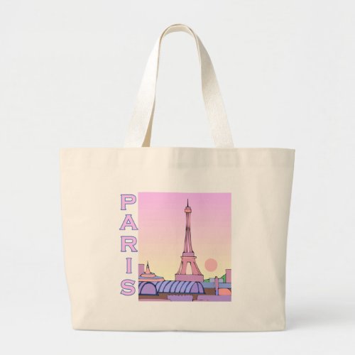 Pink Paris Sunset Products Large Tote Bag