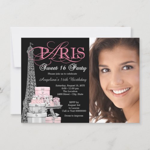 Pink Paris Sweet 16 Birthday Party Invitation