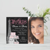 Pink Paris Sweet 16 Birthday Party Invitation (Standing Front)