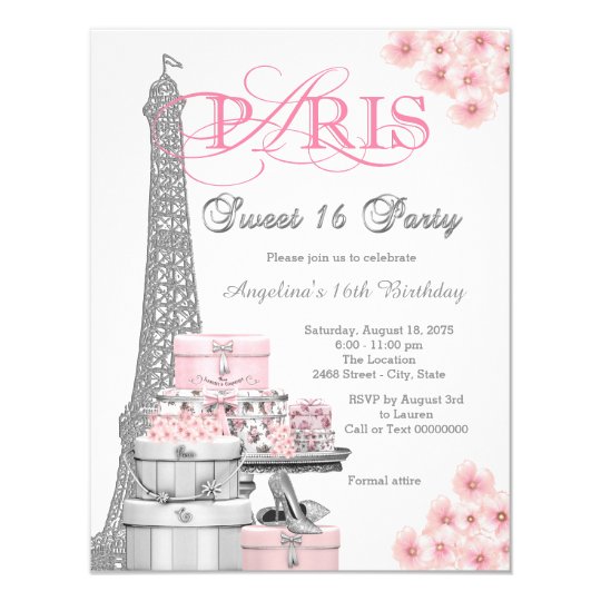 Pink Paris Sweet 16 Party Invitation