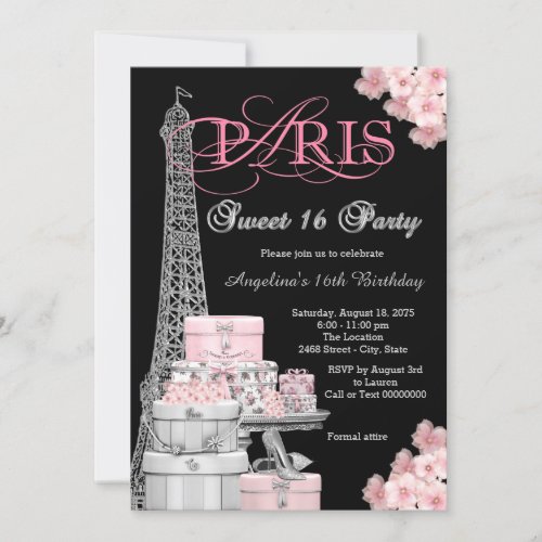 Pink Paris Sweet 16 Party Invitation