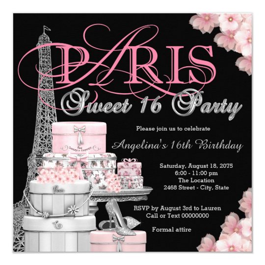 Pink Paris Sweet 16 Party Invitation | Zazzle.com
