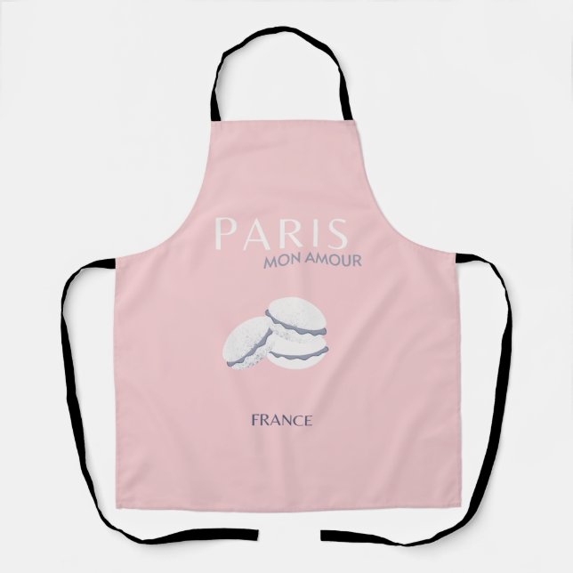 Pink Paris Travel Art Pastel Preppy Macarons  Apron (Front)