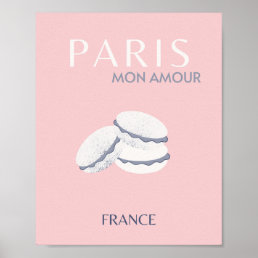 Pink Paris Travel Art Pastel Preppy Macarons  Poster