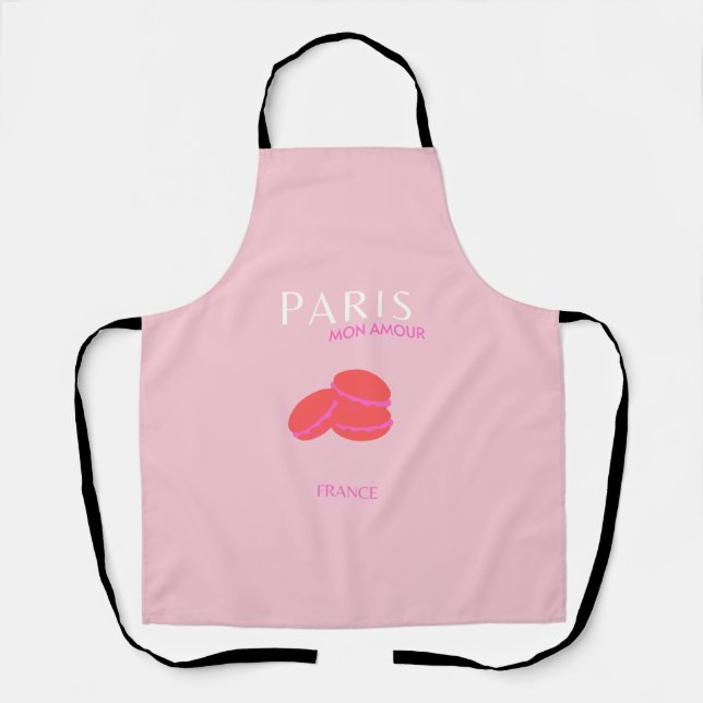 Pink Paris Travel Art Preppy Macarons  Apron (Front)