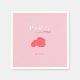 Pink Paris Travel Art Preppy Macarons Napkins