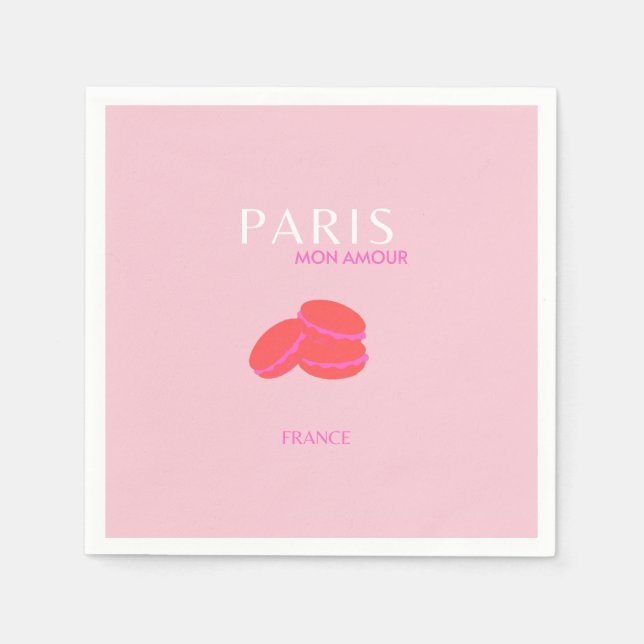 Pink Paris Travel Art Preppy Macarons  Napkins (Front)
