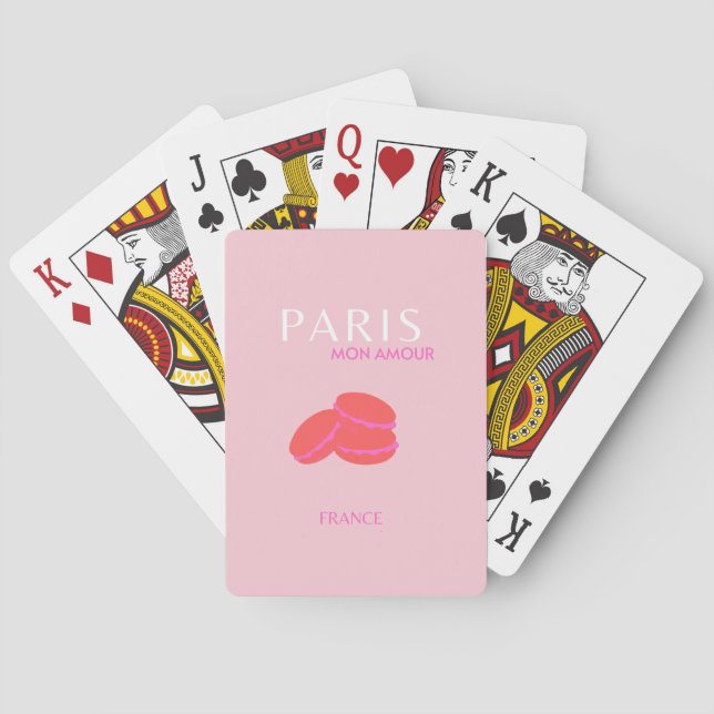 Pink Paris Travel Art Preppy Macarons  Poker Cards (Back)