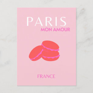 Pink Paris Travel Art Preppy Macarons Postcard