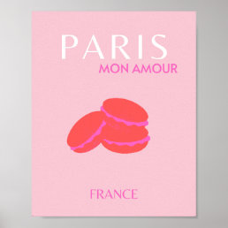 Pink Paris Travel Art Preppy Macarons  Poster
