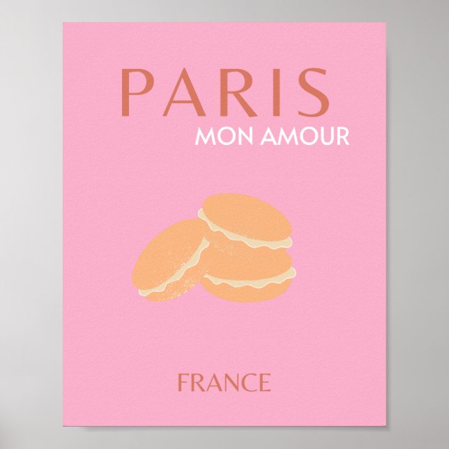 Pink Paris Travel Art Retro Art Preppy Art Decor  (Front)