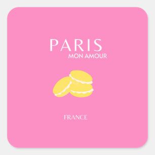 Pink Paris Travel Art Retro Art Preppy Art Decor Square Sticker