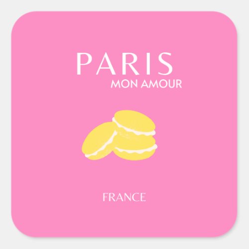 Pink Paris Travel Art Retro Art Preppy Art Decor  Square Sticker