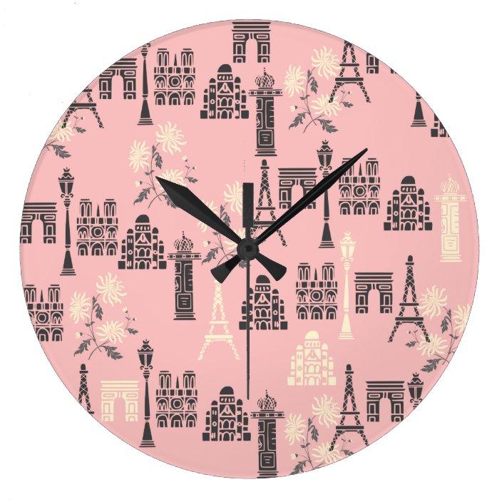 Pink Paris Wall Clock | Zazzle.com