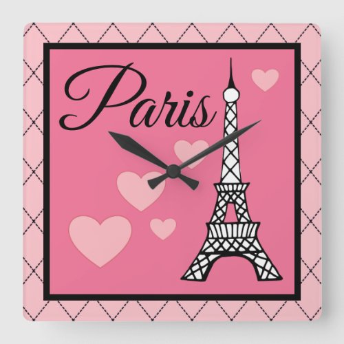 Pink Paris Wall Clock 