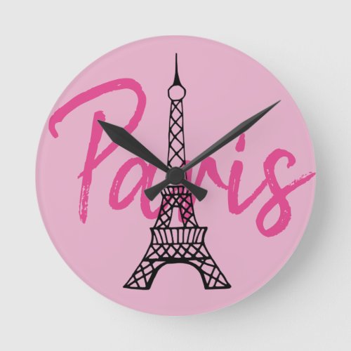 Pink Paris Wall Clock