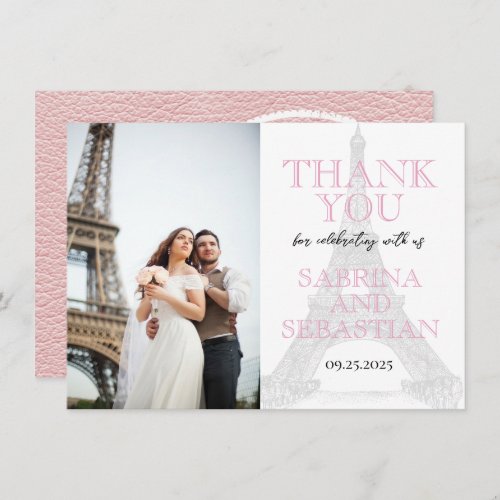 Pink Paris Wedding Photo Thank You