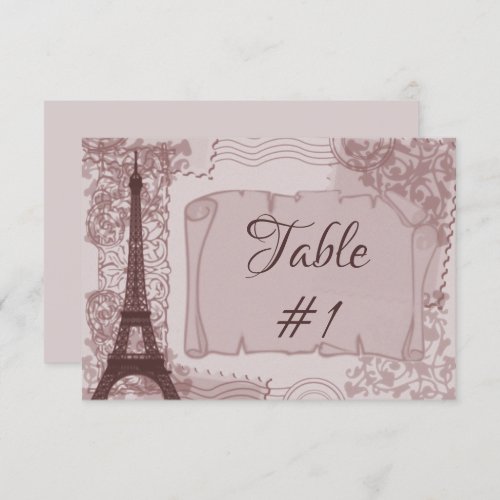 Pink Parisian Reception Table Card