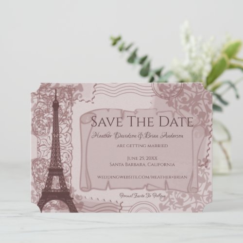 Pink Parisian Save The Date Announcement