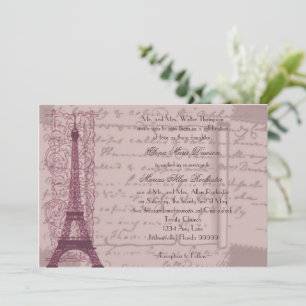 Pink Parisian Wedding Invitation