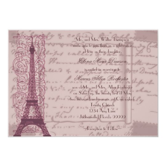 Pink Parisian Wedding Invitation Zazzle Com