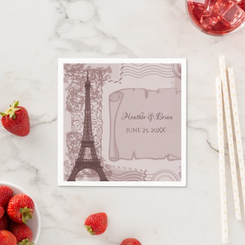 Pink Parisian Wedding Paper Napkins