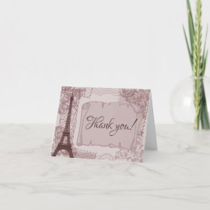 Pink Parisian Wedding Thank You Cards