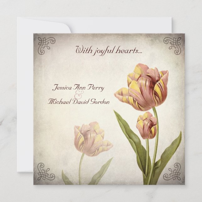 Pink Parrot Tulip Wedding Invitation (Front)