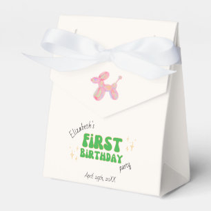Pink Party Balloon Animal 1st Birthday Party Favor Boxes