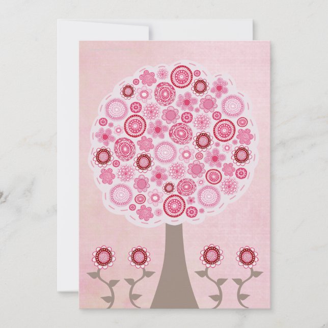 Pink Party Birthday Designer Tree Invitation (Front)
