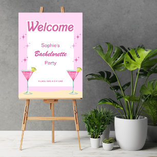 Pink Party Cocktail Bachelorette Welcome Sign