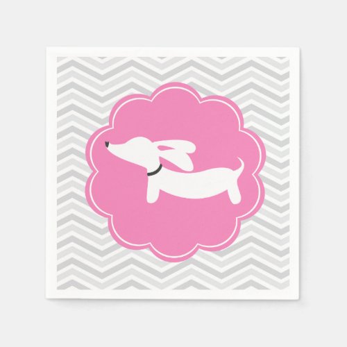 Pink Party Dachshund Napkins Standard Cocktail Nap