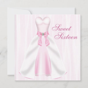 Pink Party Dress Pink Sweet 16 Birthday Party Invitation