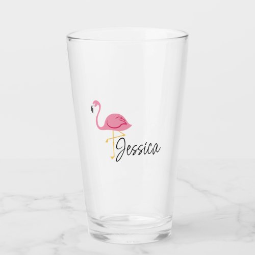 Pink Party Flamingo Glass Cup