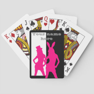 Pink party Girl silhouette Poker Cards