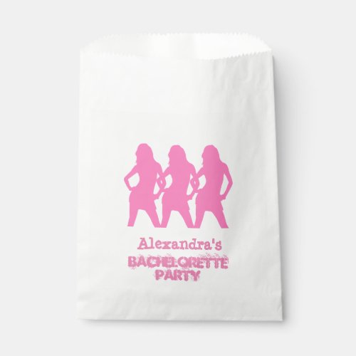 Pink party girls personalized bachelorette party favor bag