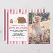 Pink Party Hedgehog and Cupcake Invitation (Front/Back)