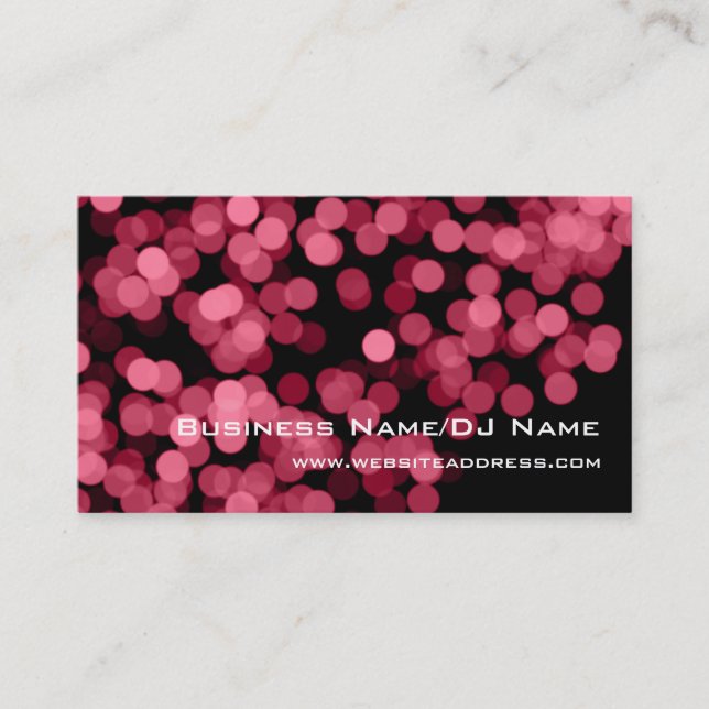 Pink Party Lights (Music or DJ) Business Cards (Front)