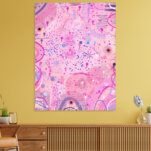 Pink Party Maximalist Art Canvas Print (Insitu(LivingRoom))
