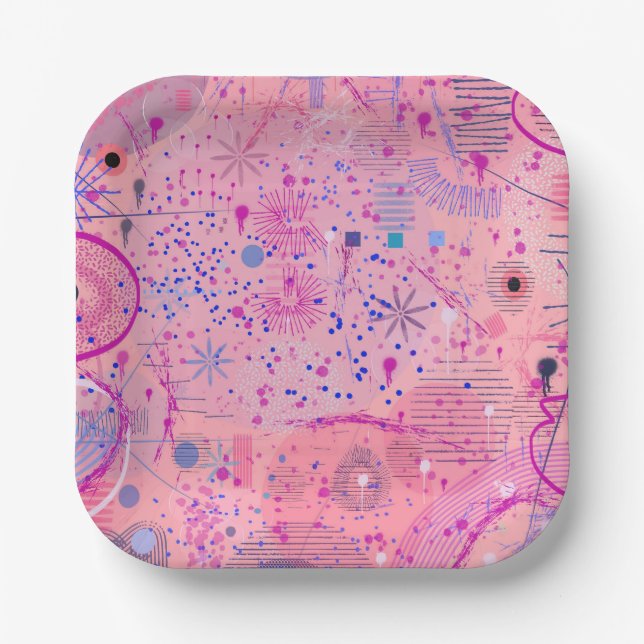 Pink Party Maximalist Art Paper Plates (Front)